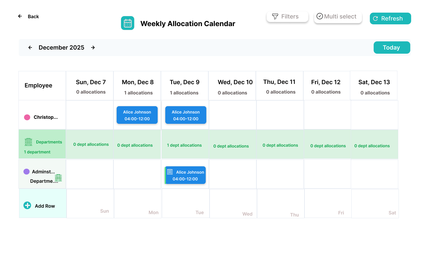 Visual Scheduling