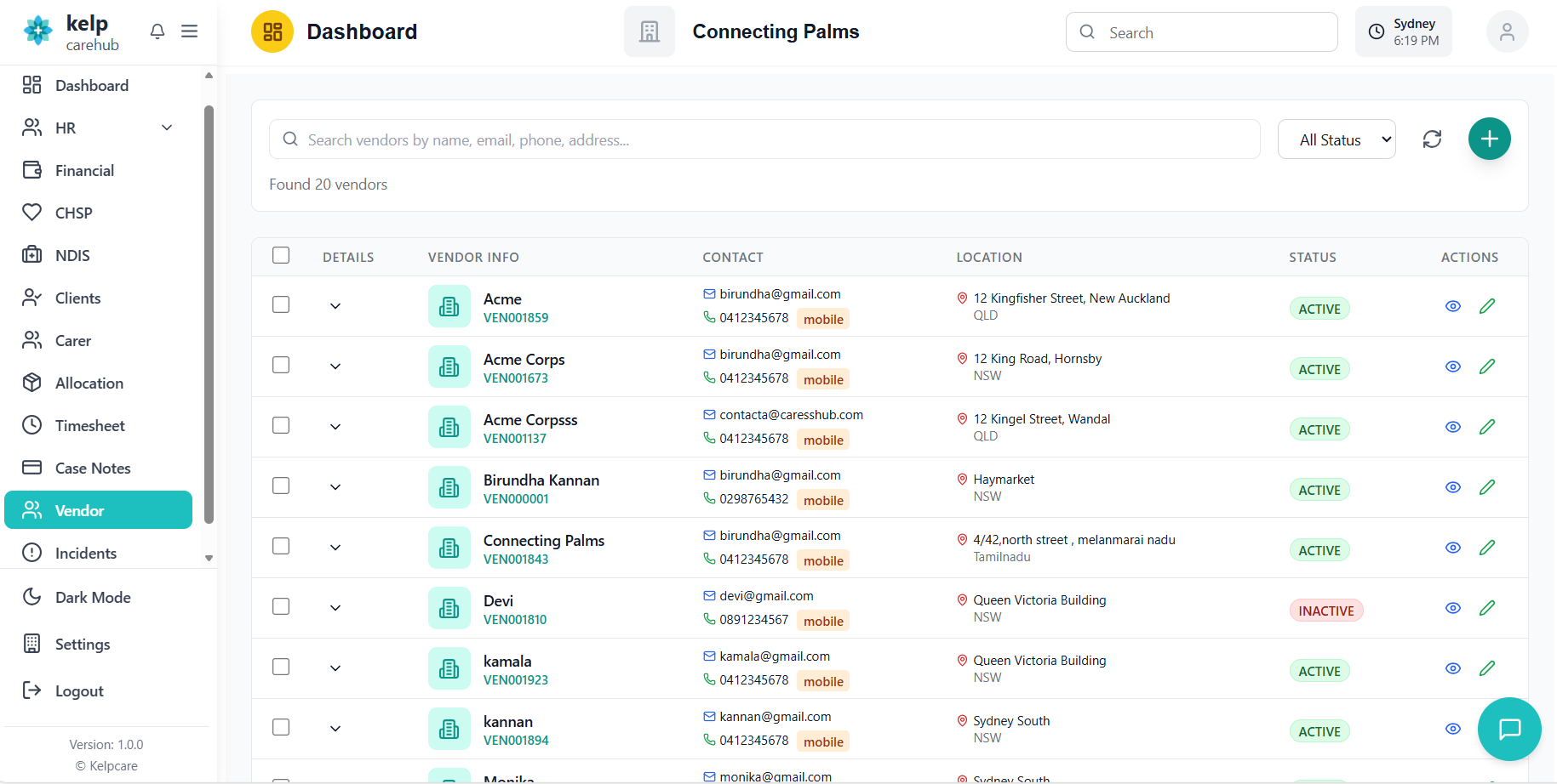 Dashboard Screenshot