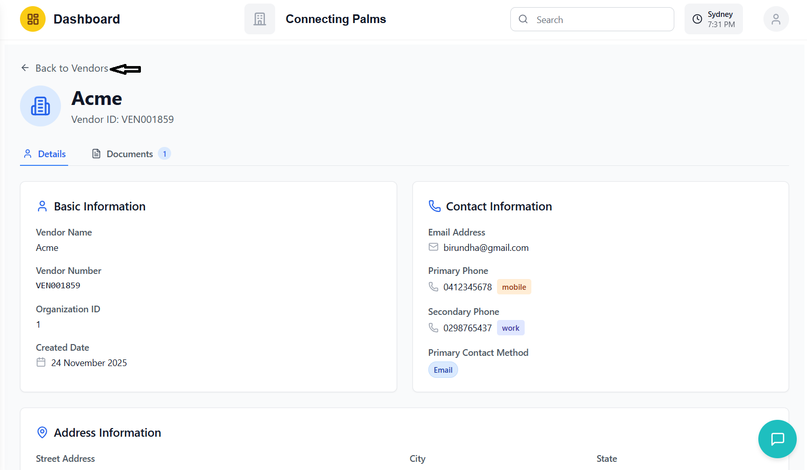 Dashboard Screenshot