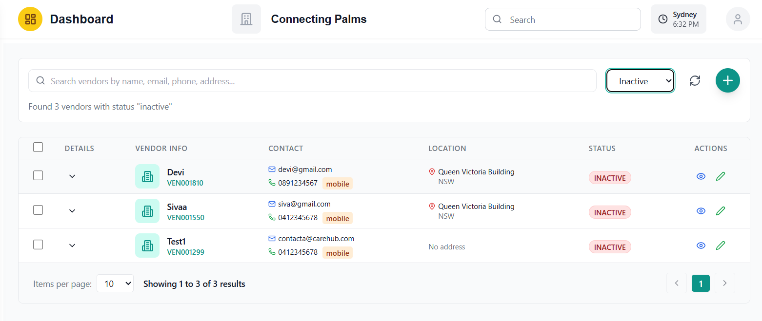 Dashboard Screenshot