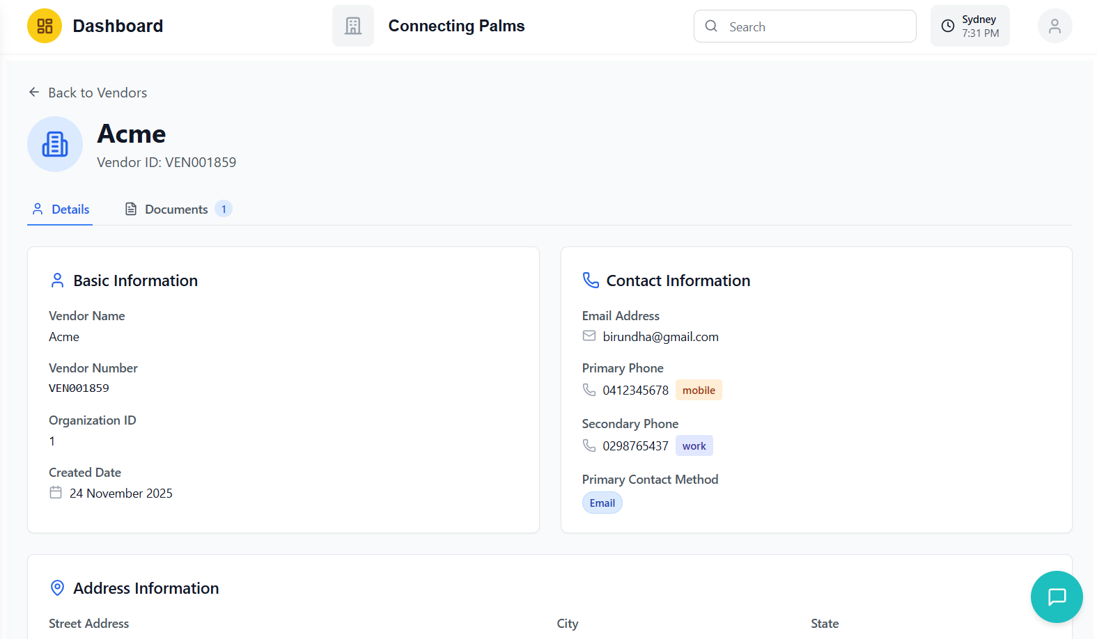 Dashboard Screenshot