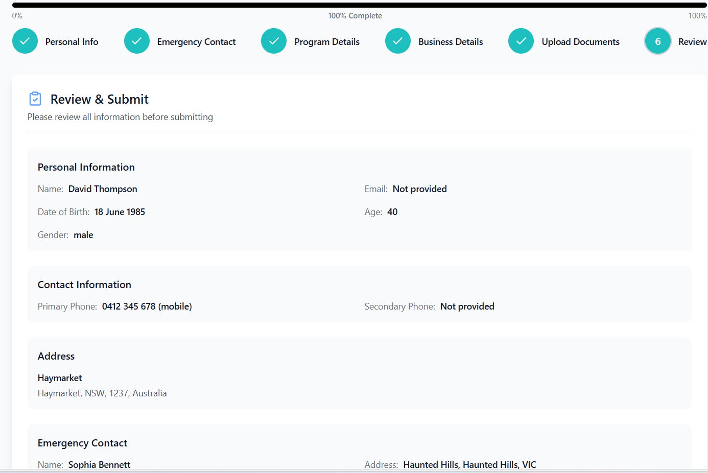 Dashboard Screenshot