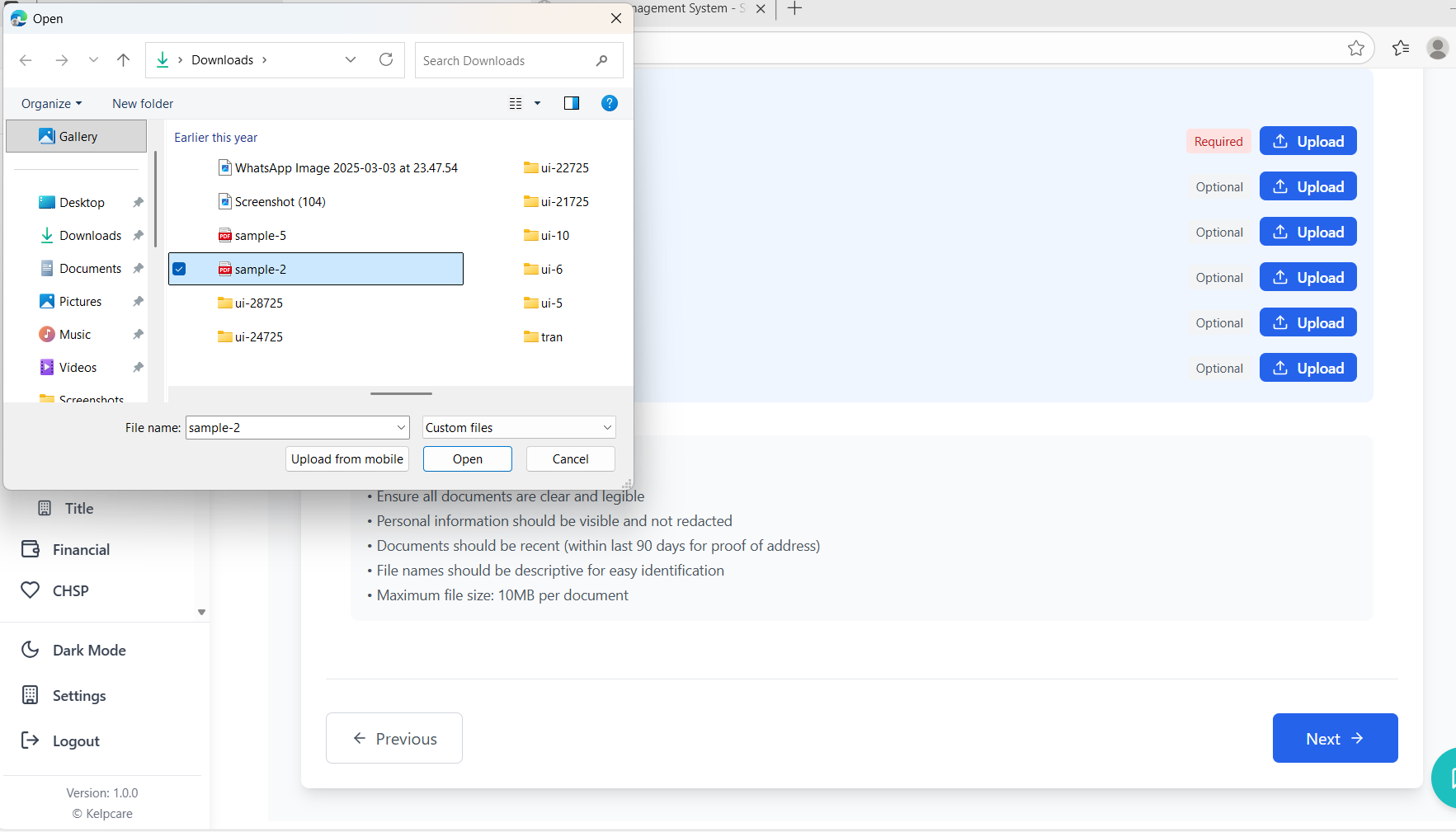 Dashboard Screenshot