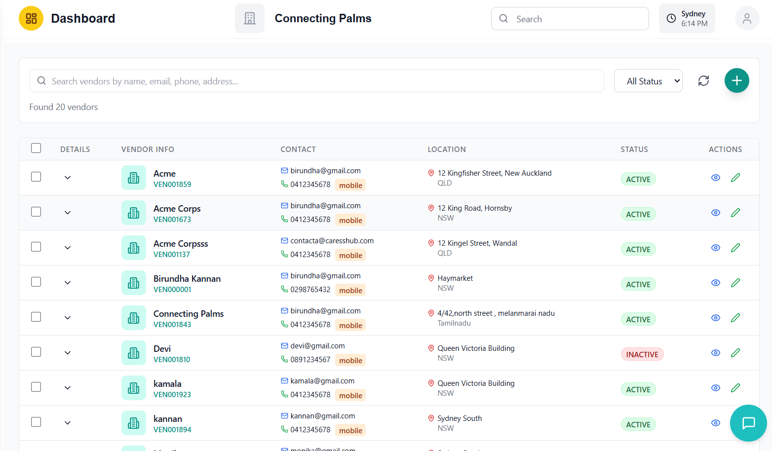 Dashboard Screenshot
